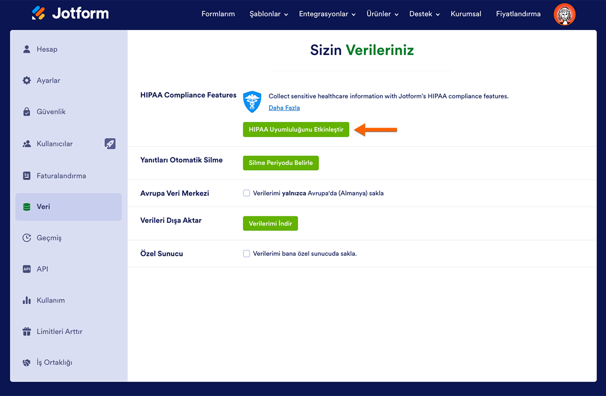 Hesabımı HIPAA Uyumluluğuna Nasıl Yükseltirim? Image-1