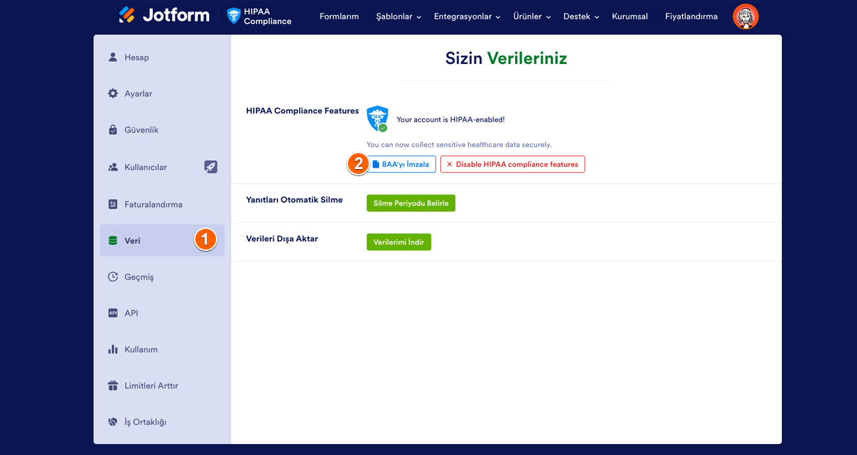 HIPAA hesabım için BAA Belgesini nasıl alabilirim? Image-1
