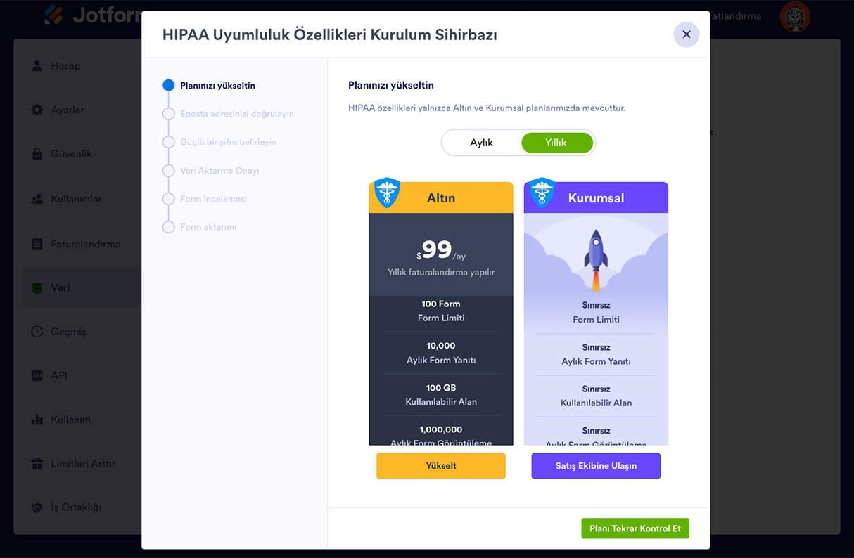 Hesabımı HIPAA Uyumluluğuna Nasıl Yükseltirim? Image-2