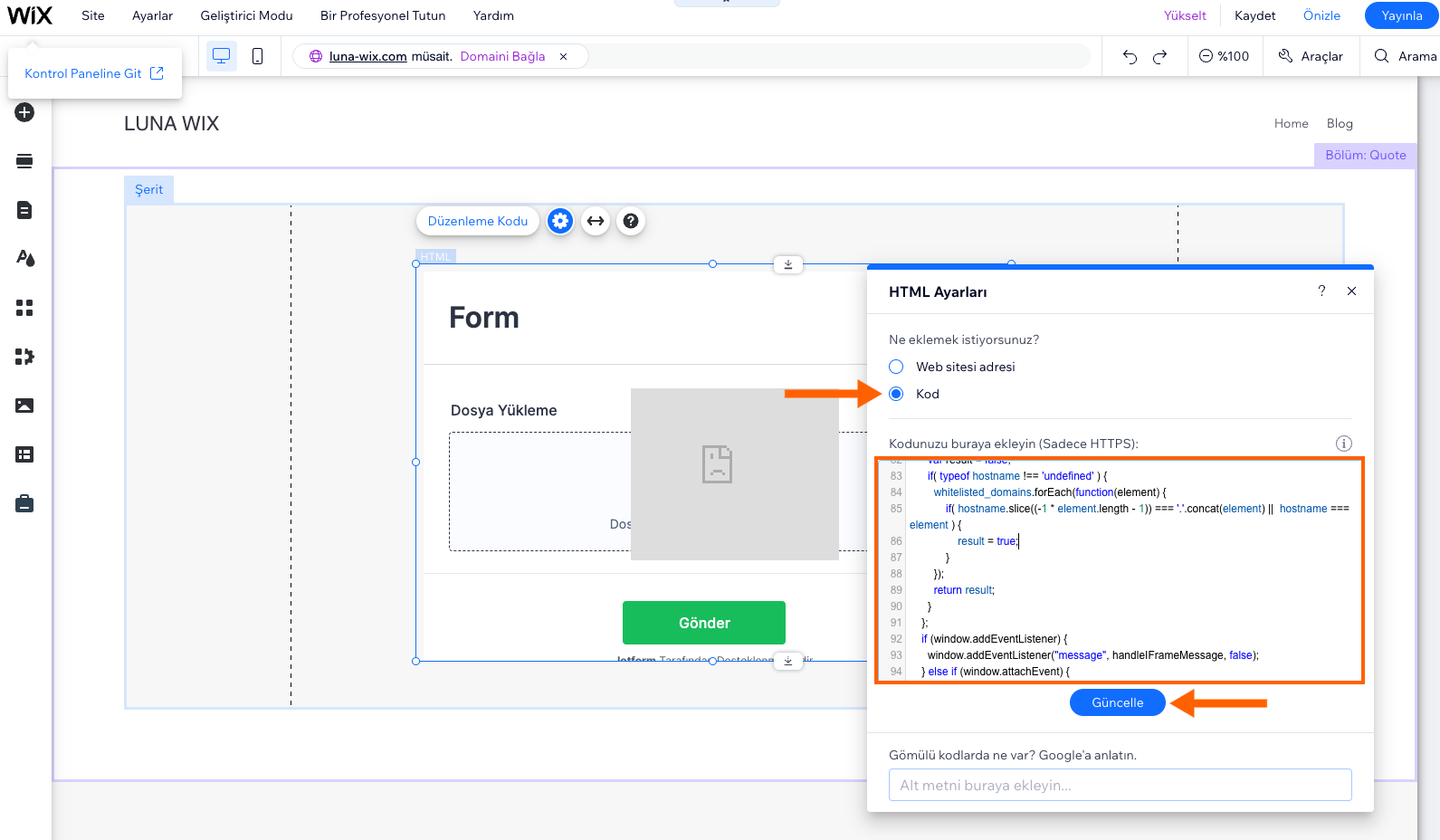Wix Sitenize Form Ekleme Image-4