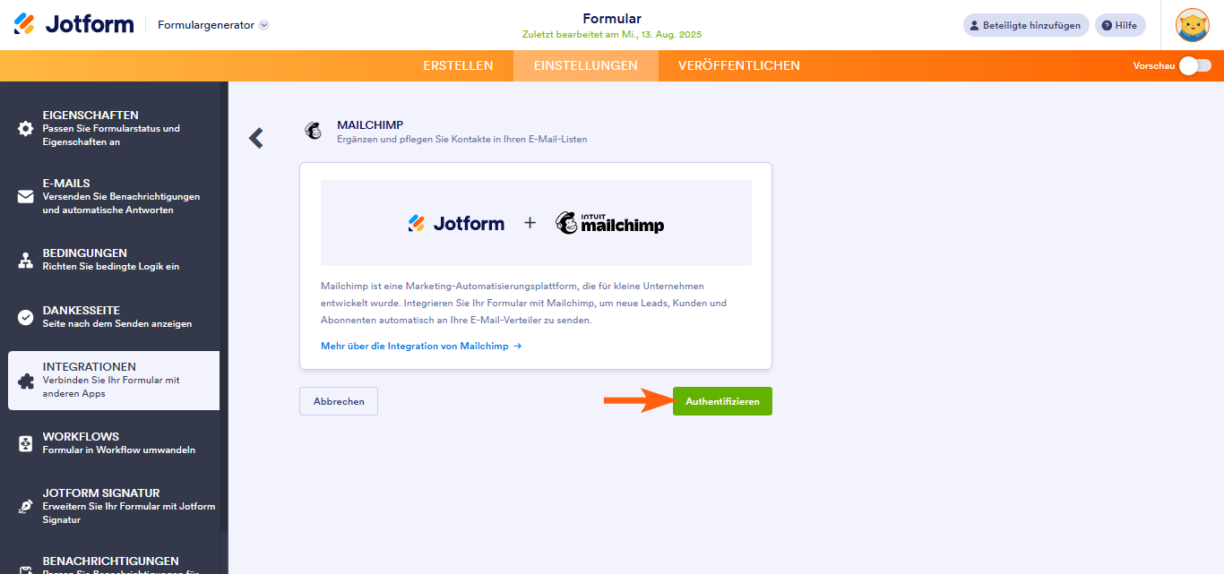 Wie Sie Mailchimp integrieren Image-3