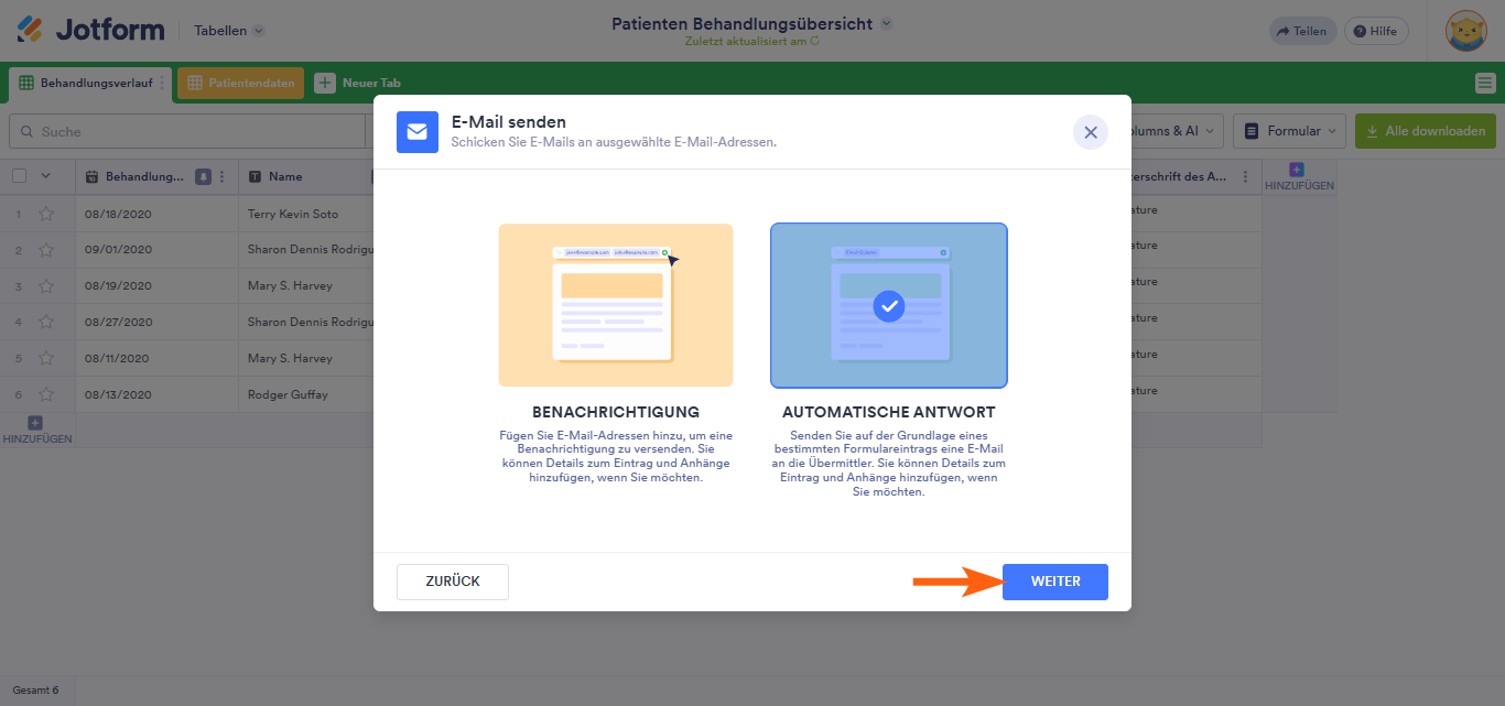 Wie Sie E-Mail mit Formulardaten in Jotform Tabellen senden Image-5