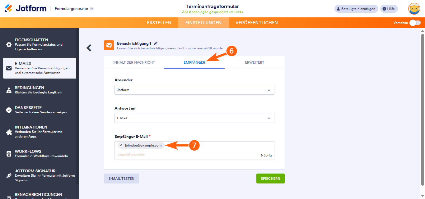 Wie Sie die für die E-Mail-Benachrichtigung verwendete E-Mail-Adresse ändern? Image-4