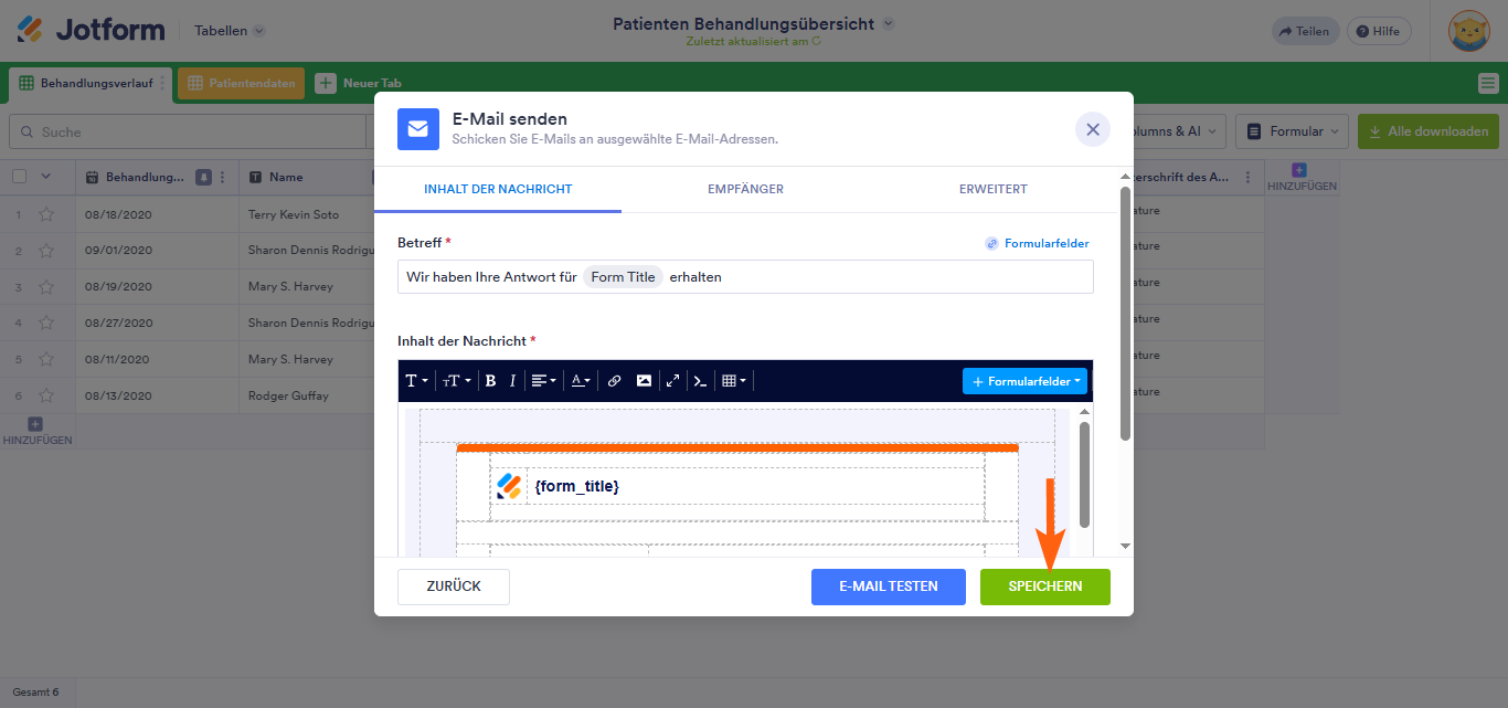 Wie Sie E-Mail mit Formulardaten in Jotform Tabellen senden Image-6