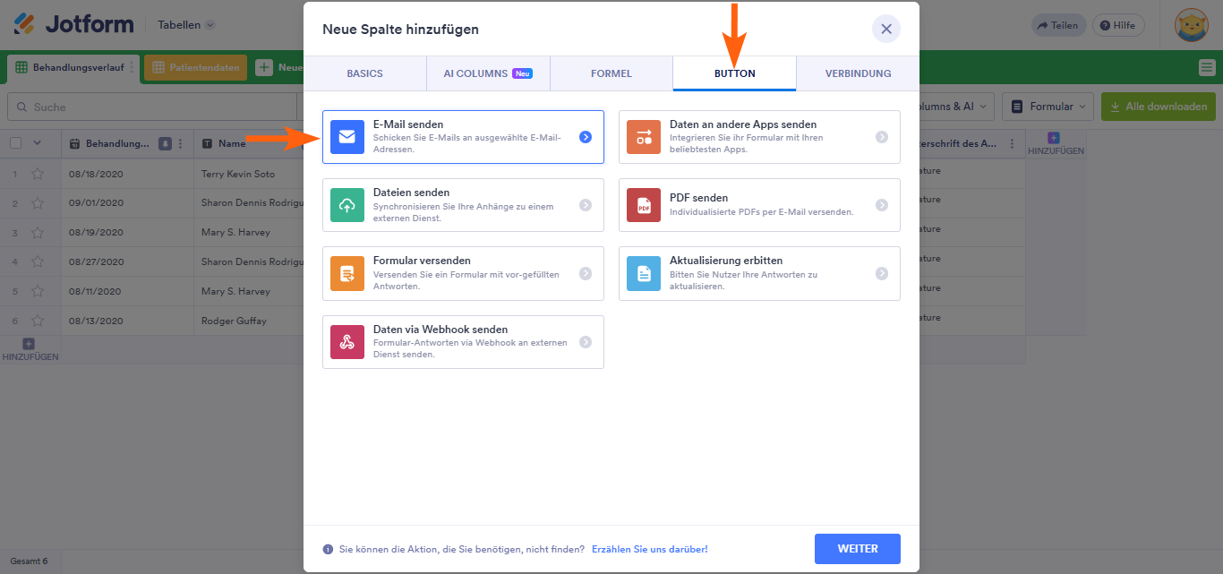 Wie Sie E-Mail mit Formulardaten in Jotform Tabellen senden Image-2