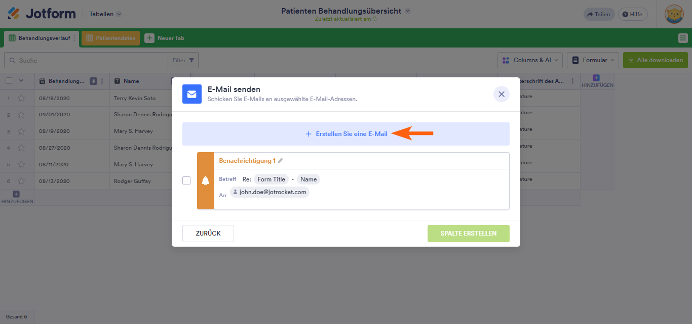 Wie Sie E-Mail mit Formulardaten in Jotform Tabellen senden Image-4