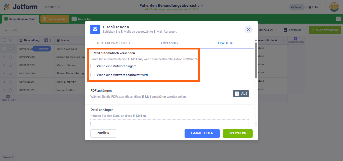 Wie Sie E-Mail mit Formulardaten in Jotform Tabellen senden Image-8