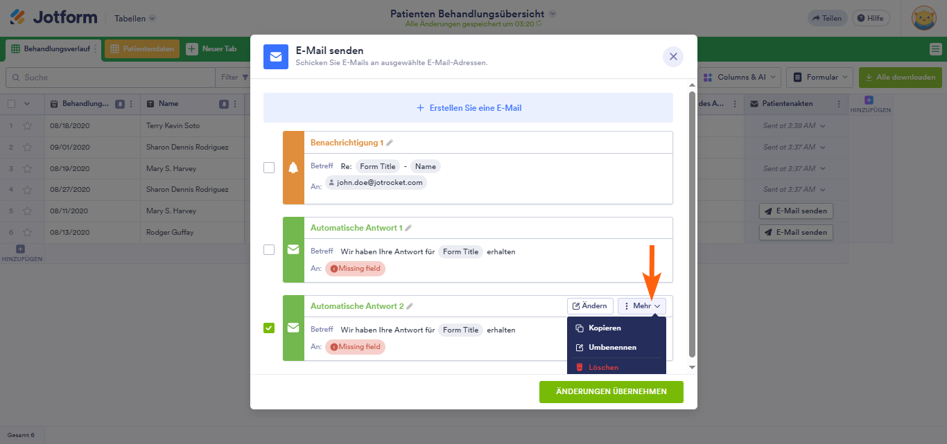 Wie Sie E-Mail mit Formulardaten in Jotform Tabellen senden Image-14