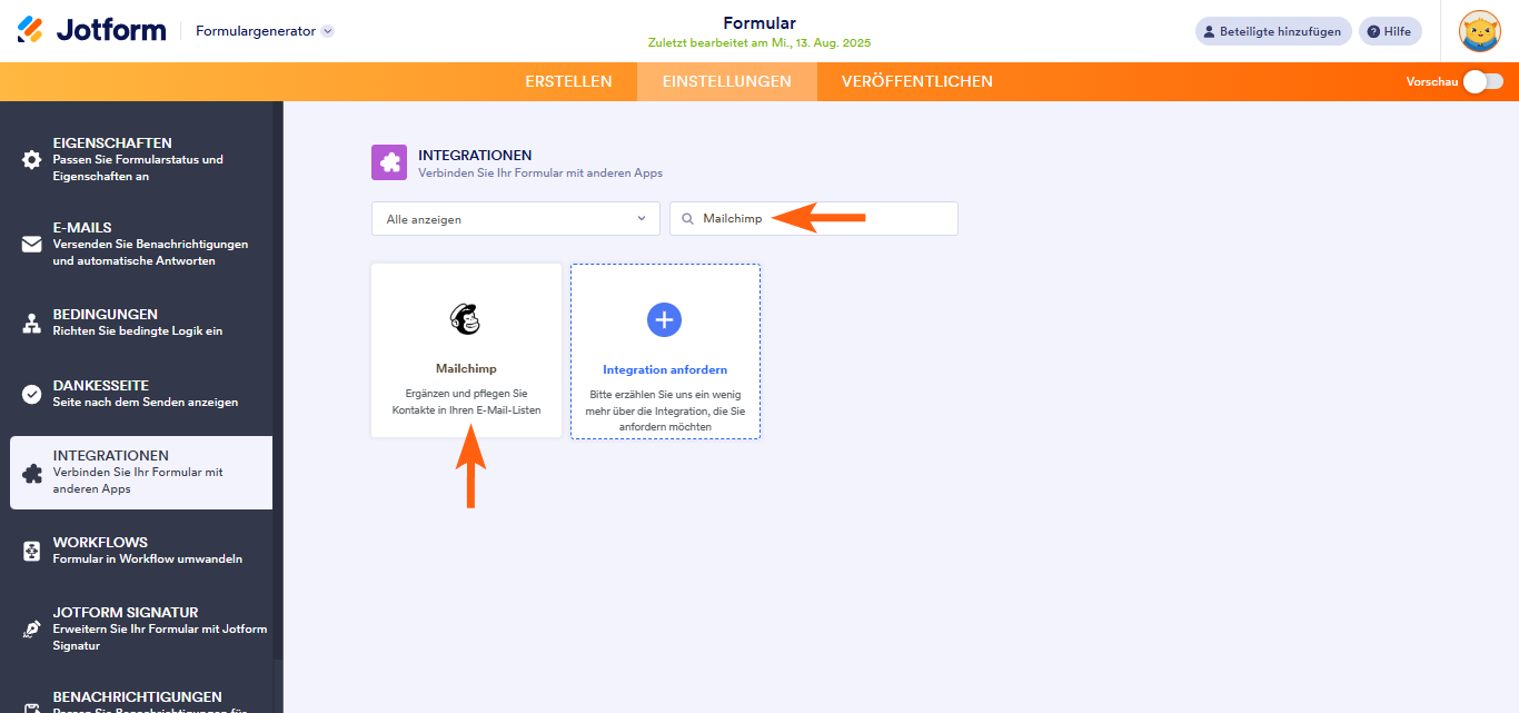 Wie Sie Mailchimp integrieren Image-2