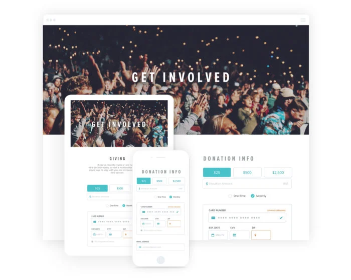 user interface of donately