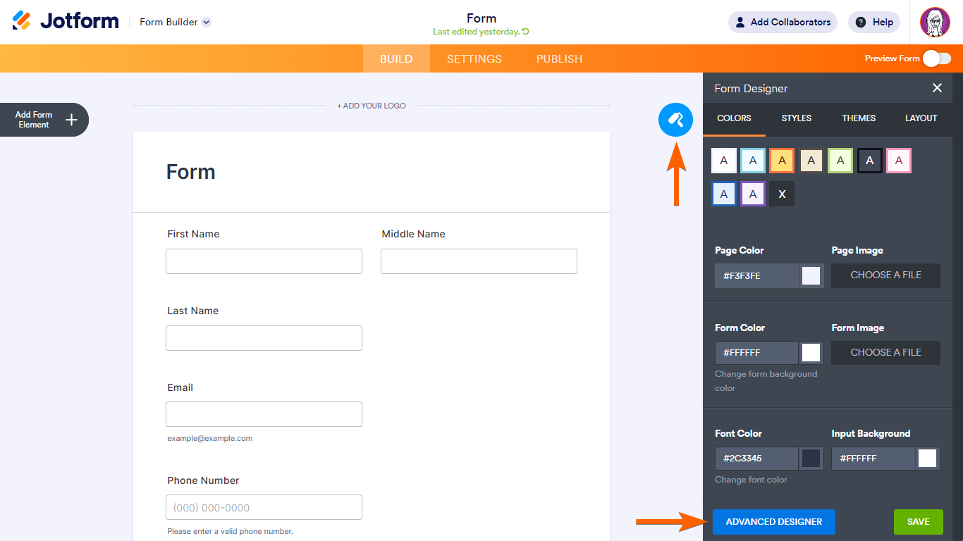 Steps to open Advanced Designer