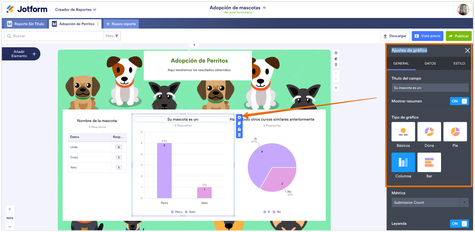 Controle como se muestran los datos en su reporte Imagen-1