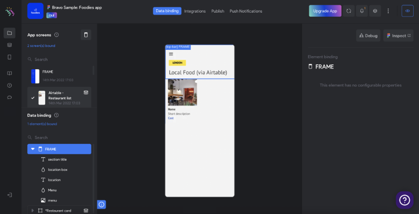 user interface of bravo studio