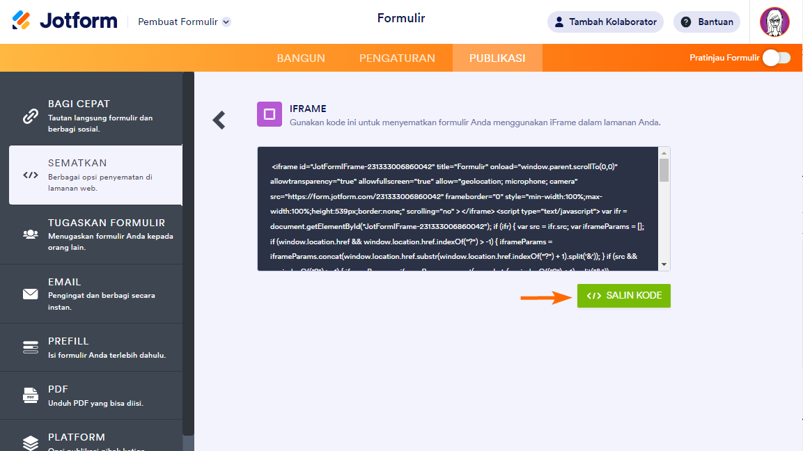 Cara Mendapatkan Kode iFrame Formulir Anda Image-2