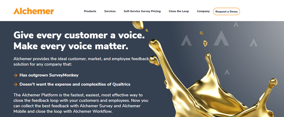 Landing Page of Alchemer