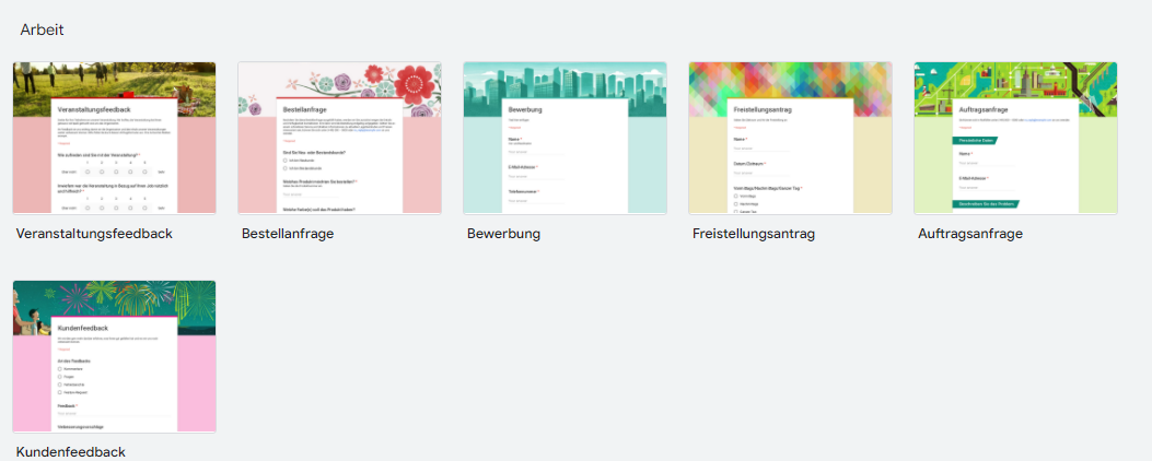 Screenshot einer Online-Benutzeroberfläche mit einer Vielzahl an Formularen
