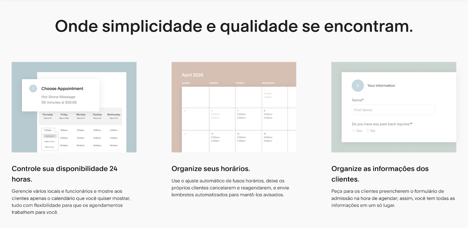 acuity scheduling landing page