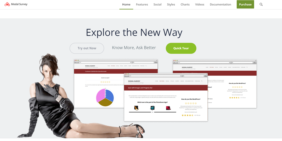 landing page of modal survey