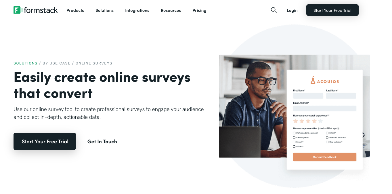 Formstack Online Surveys Landing Page