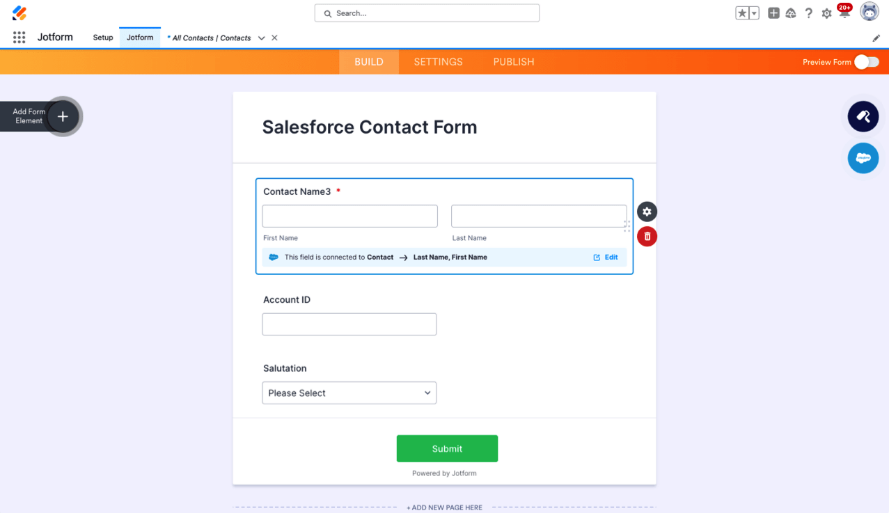 Salesforce Contact Form with Jotform Form Builder in Salesforce AppExchange