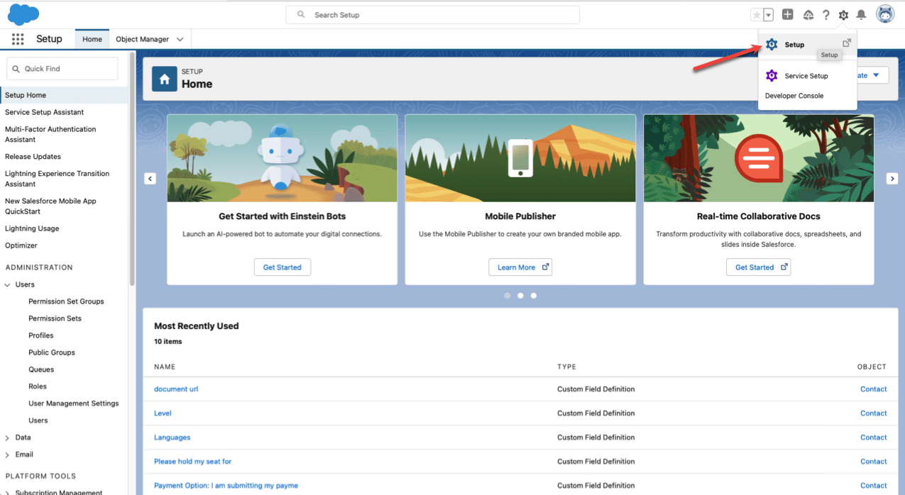 Salesforce Account Setup Page