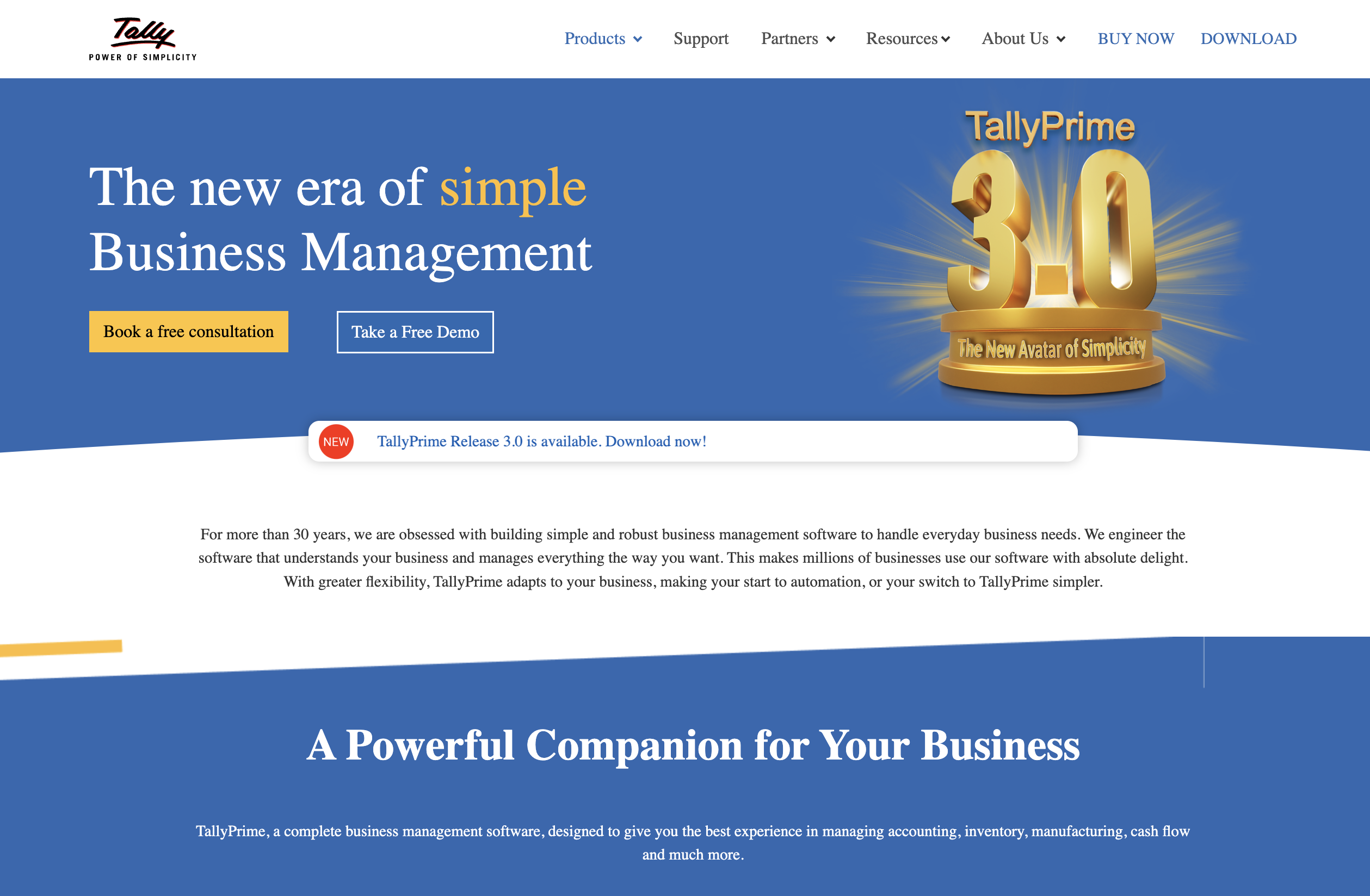 TallyPrime Landing Page