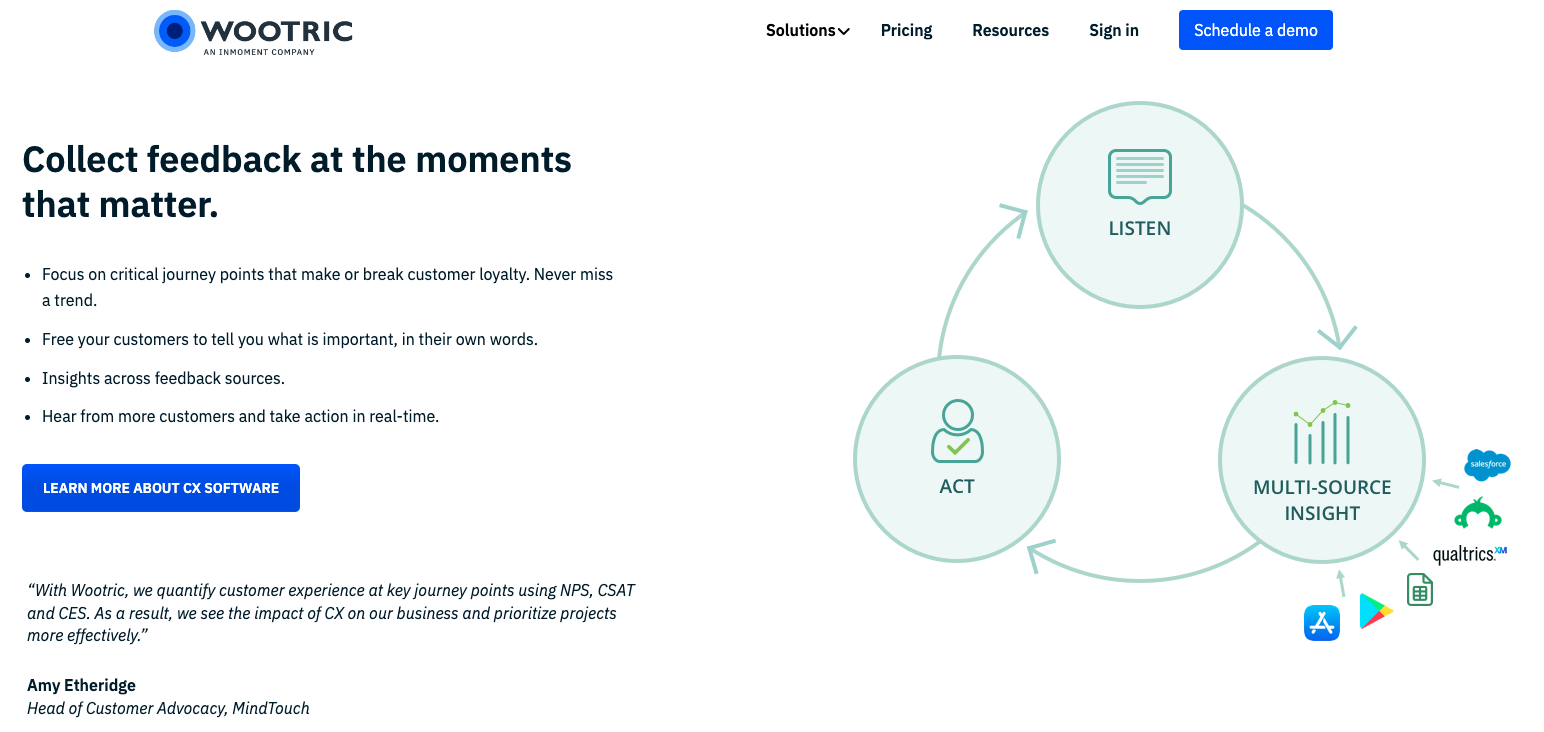 Landing Page of Wootric
