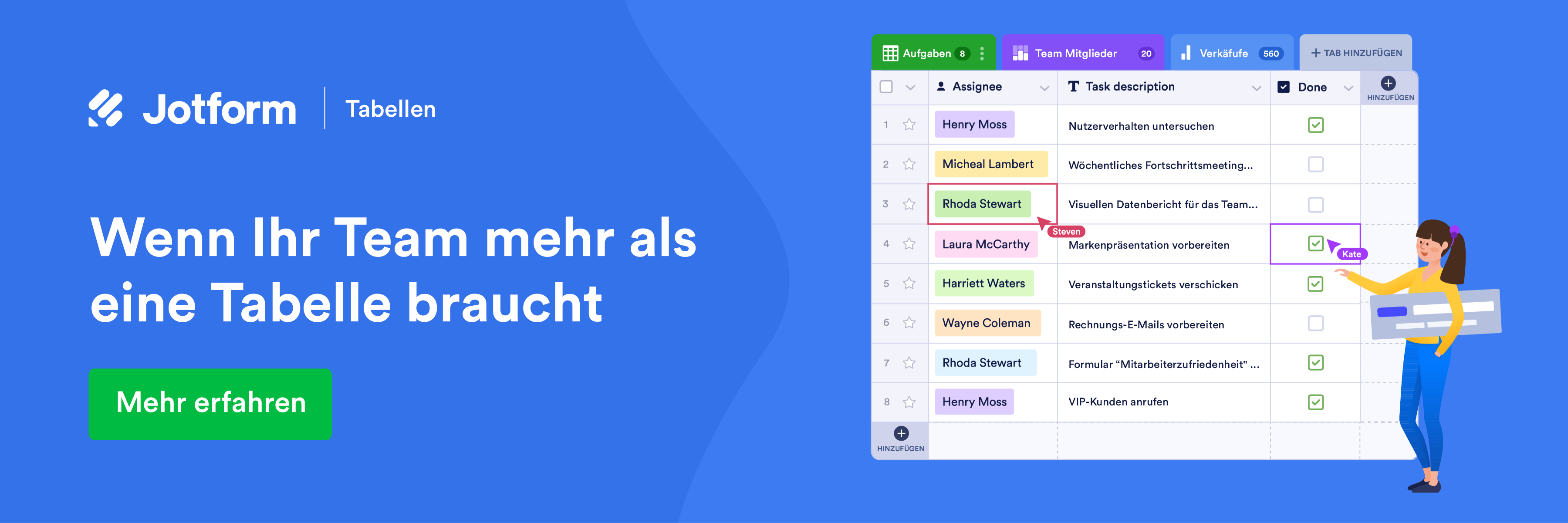 Jotform Tabellen