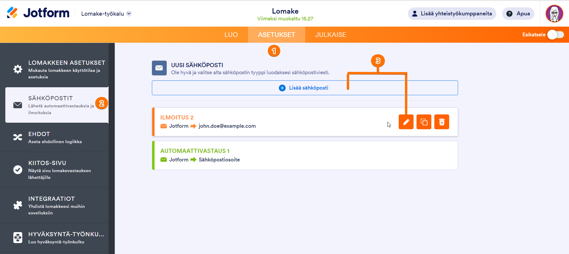 Sähköposti-ilmoitusten asettaminen Image-1