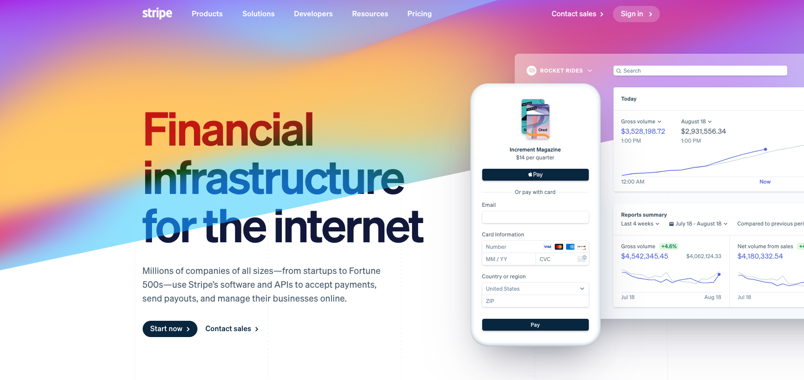 landing page of stripe