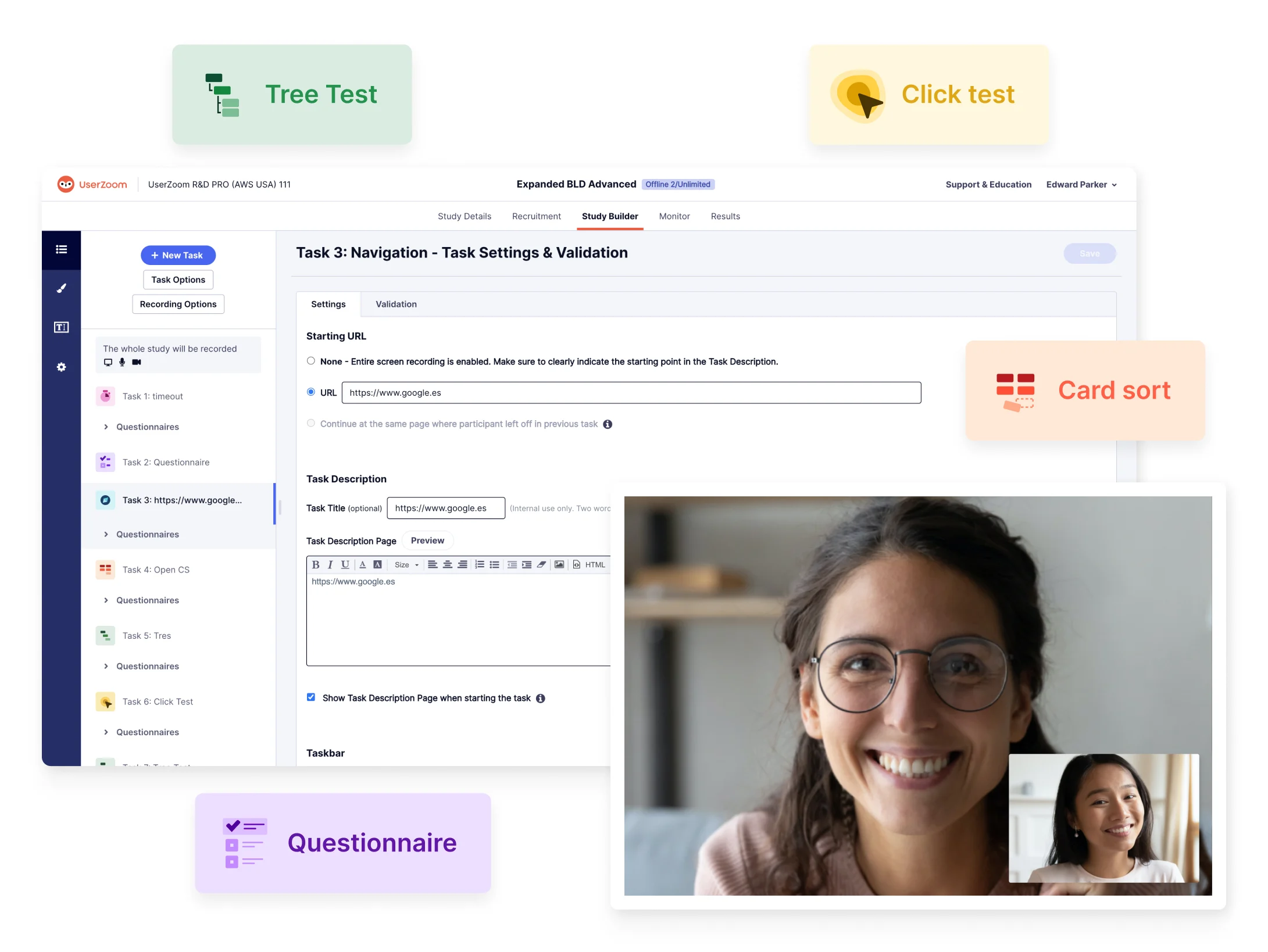 User Interface of UserZoom