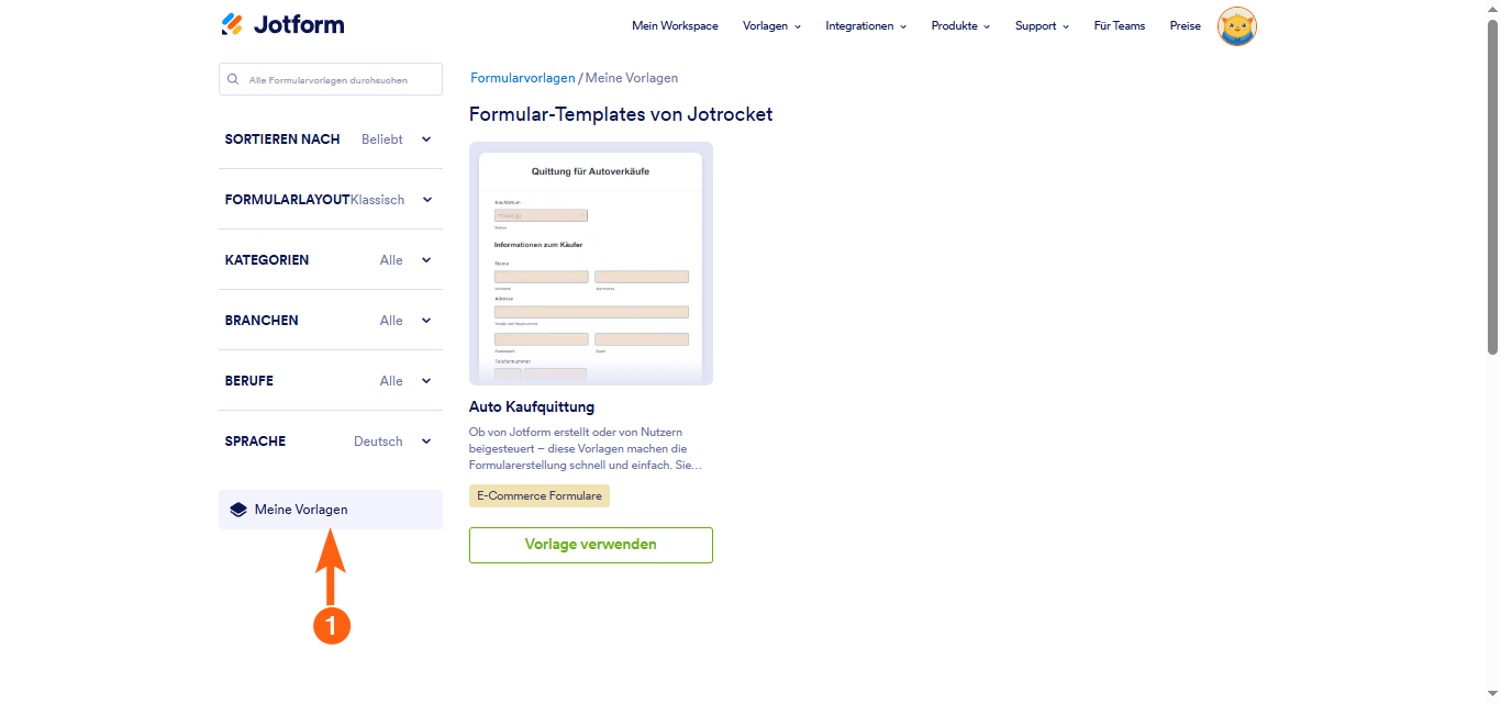 Teilen eines Formulars in der Galerie Vorlagen für Online-Formulare Image-3