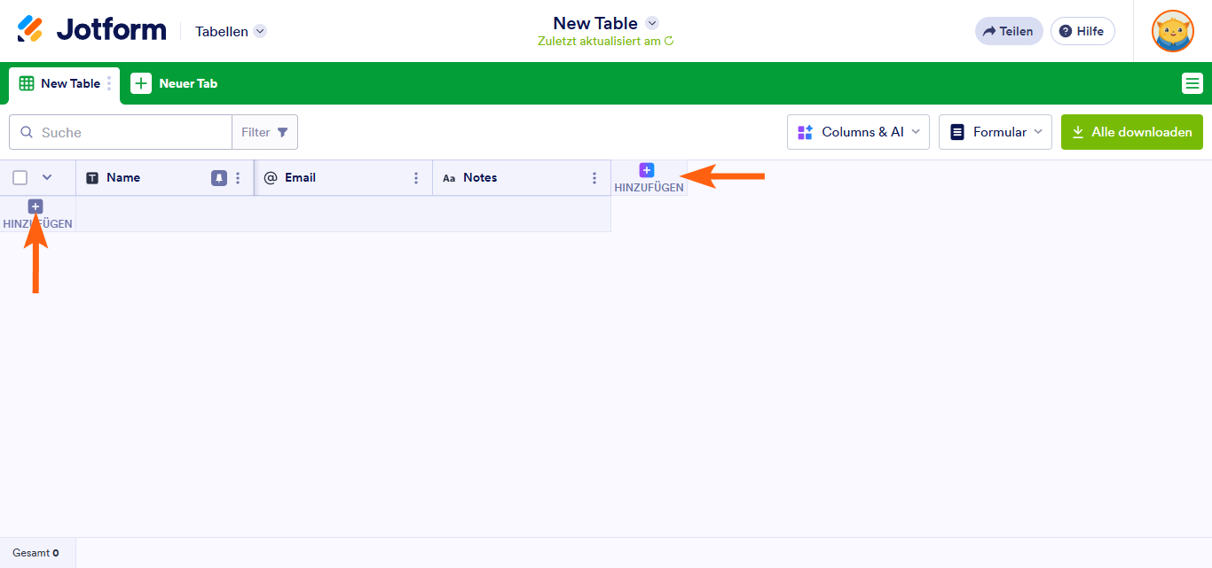 Wie Sie eine leere Tabelle in Jotform Tabellen erstellen Image-3