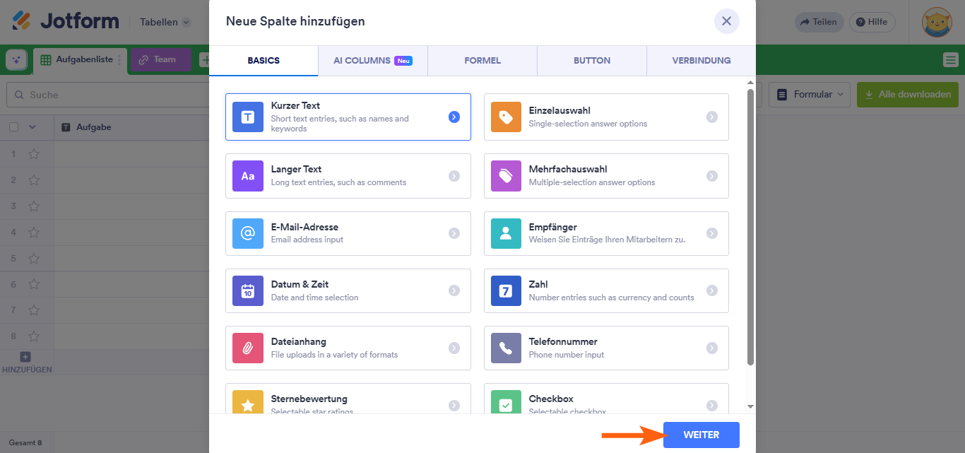 Wie Sie Spalten in Jotform Tabellen hinzufügen und organisieren Image-4