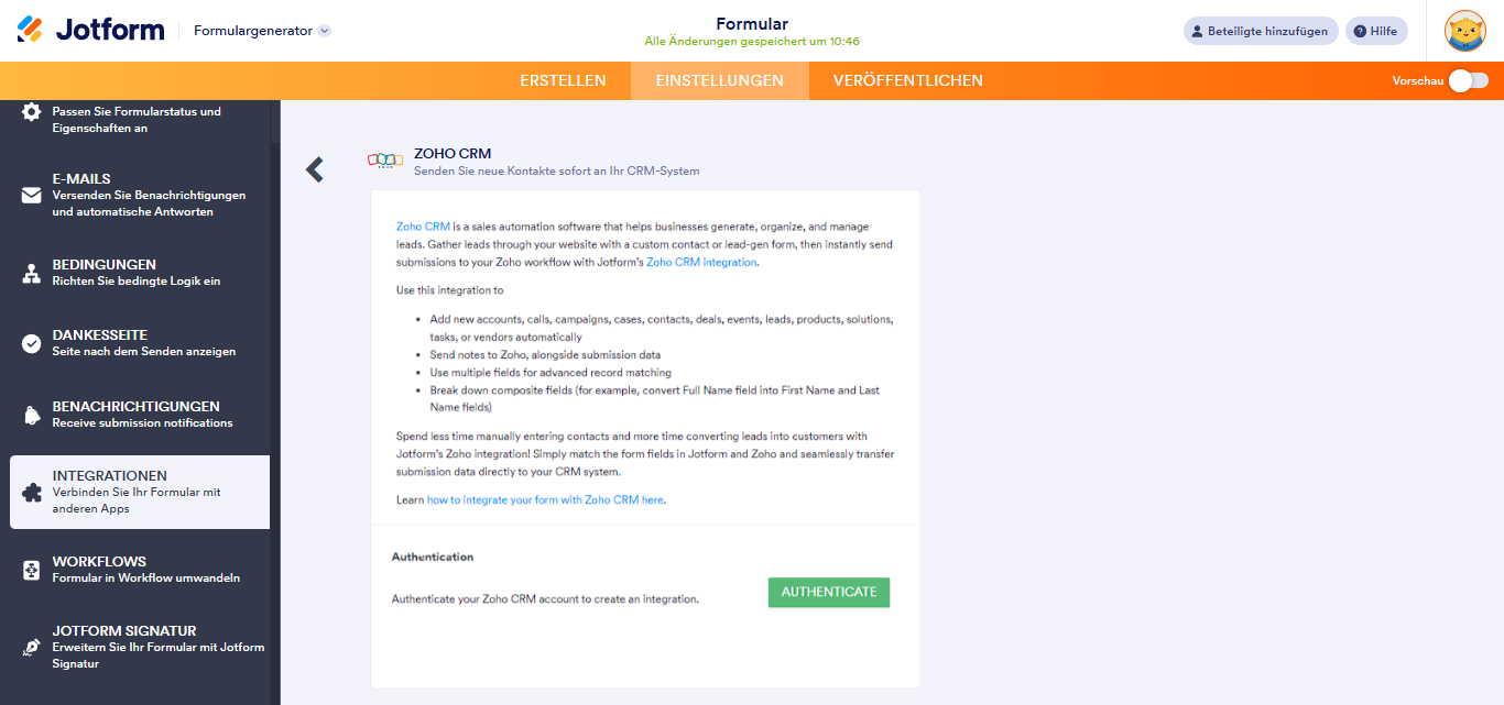 Wie Sie Jotform in Zoho CRM integrieren Image-2