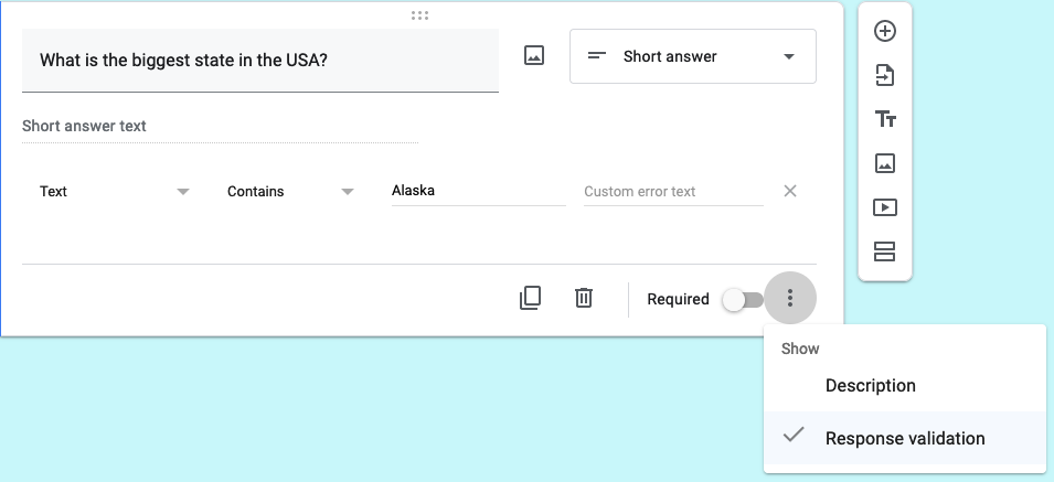 Mengaktifkan Validasi Respons di Google Forms