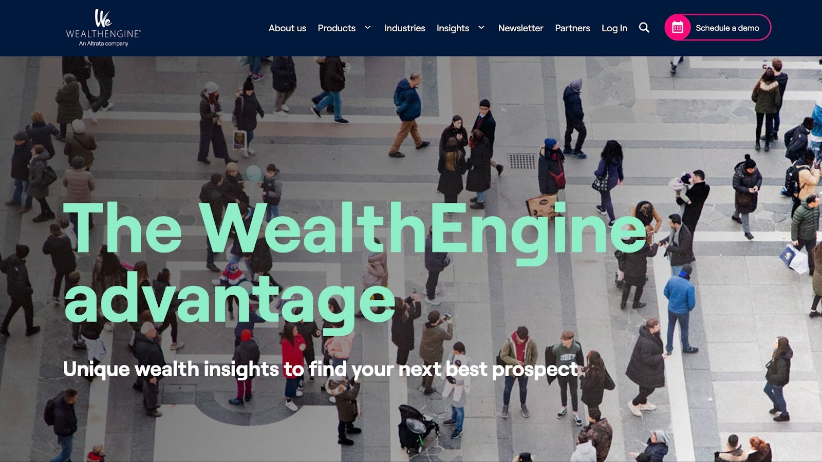 landing page of wealthengine