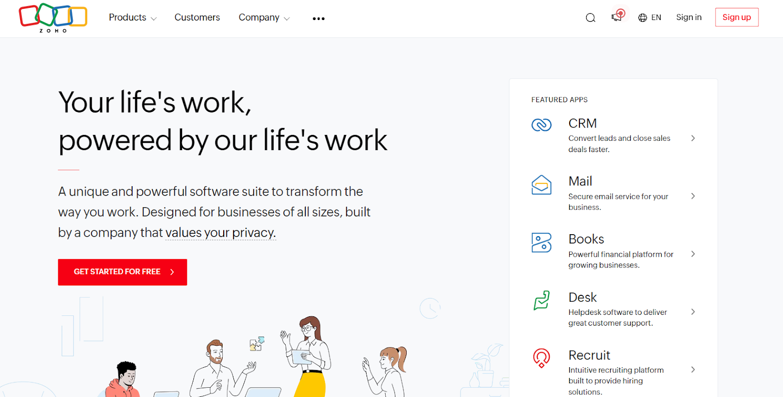 Zoho Landing Page