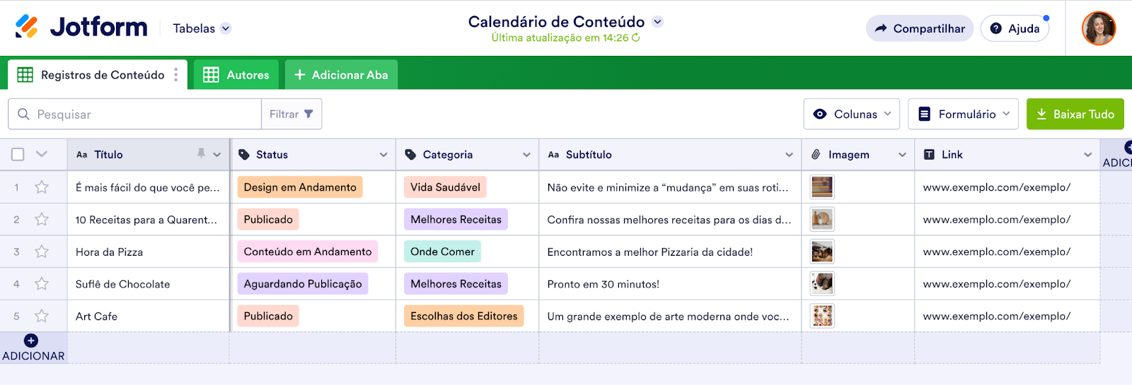 Imagem do Modelo para Calendário de Conteúdo