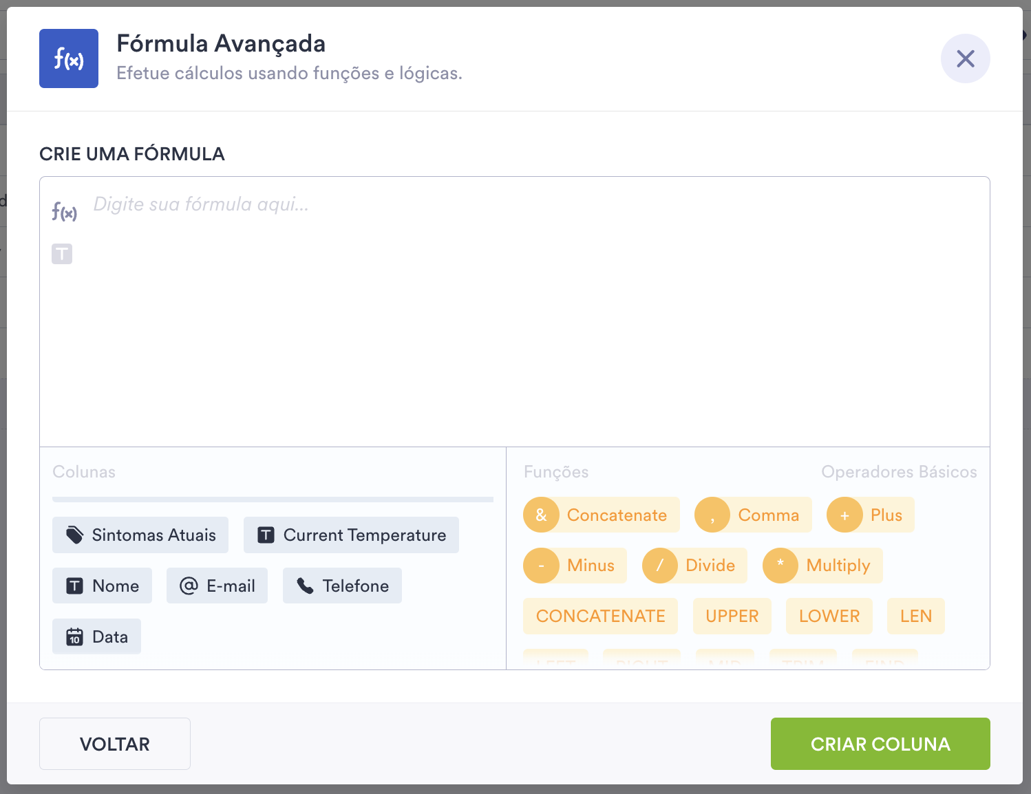 Função Fórmula Avançada