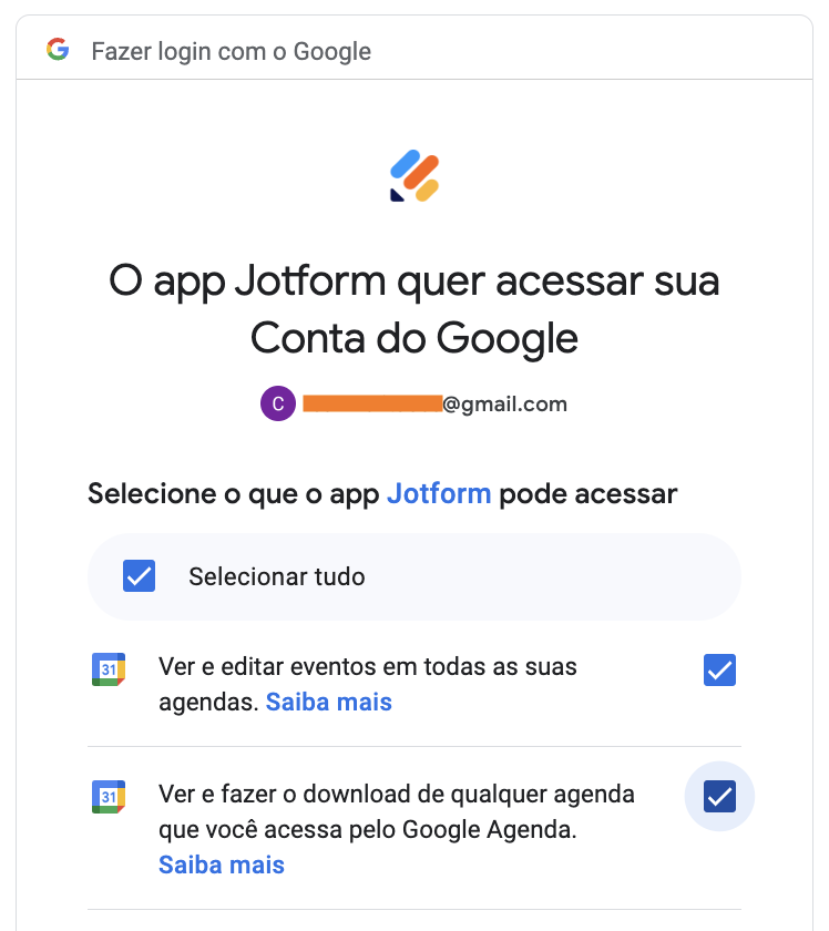 Autenticação da conta do Google