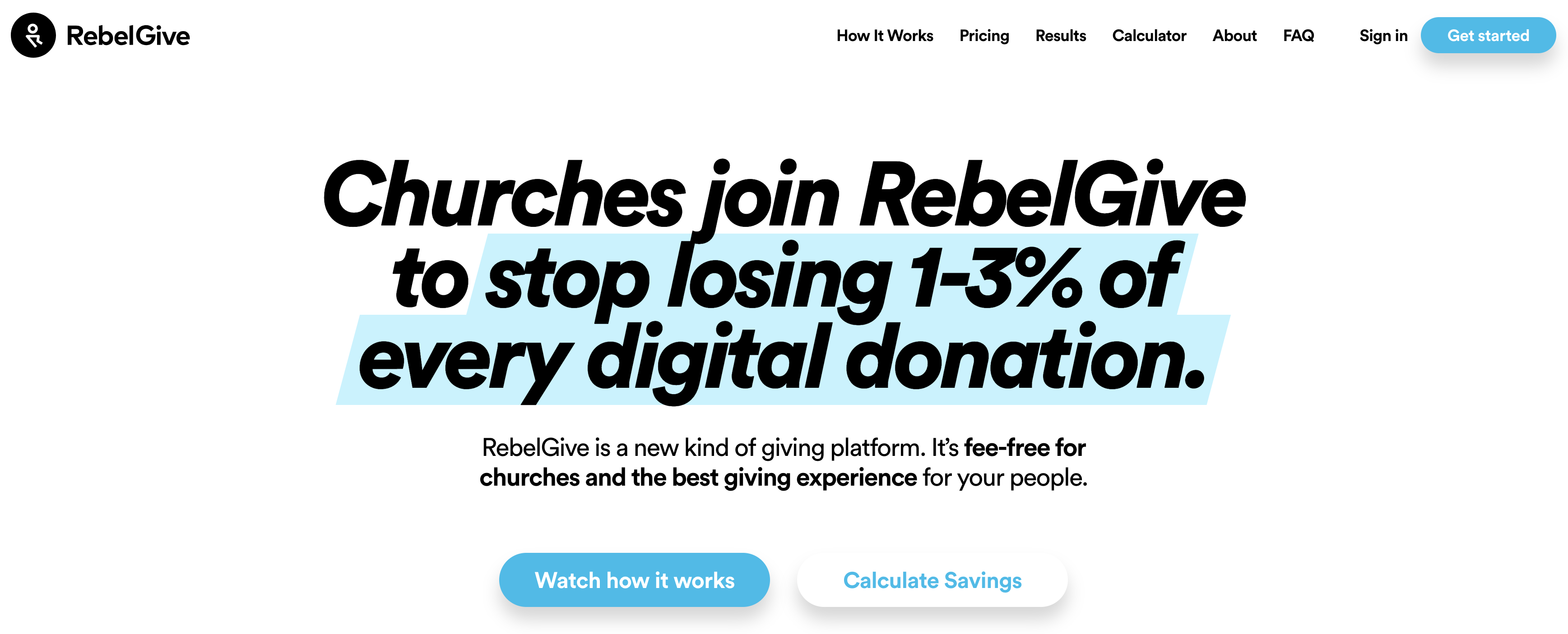 RebelGive Landing Page