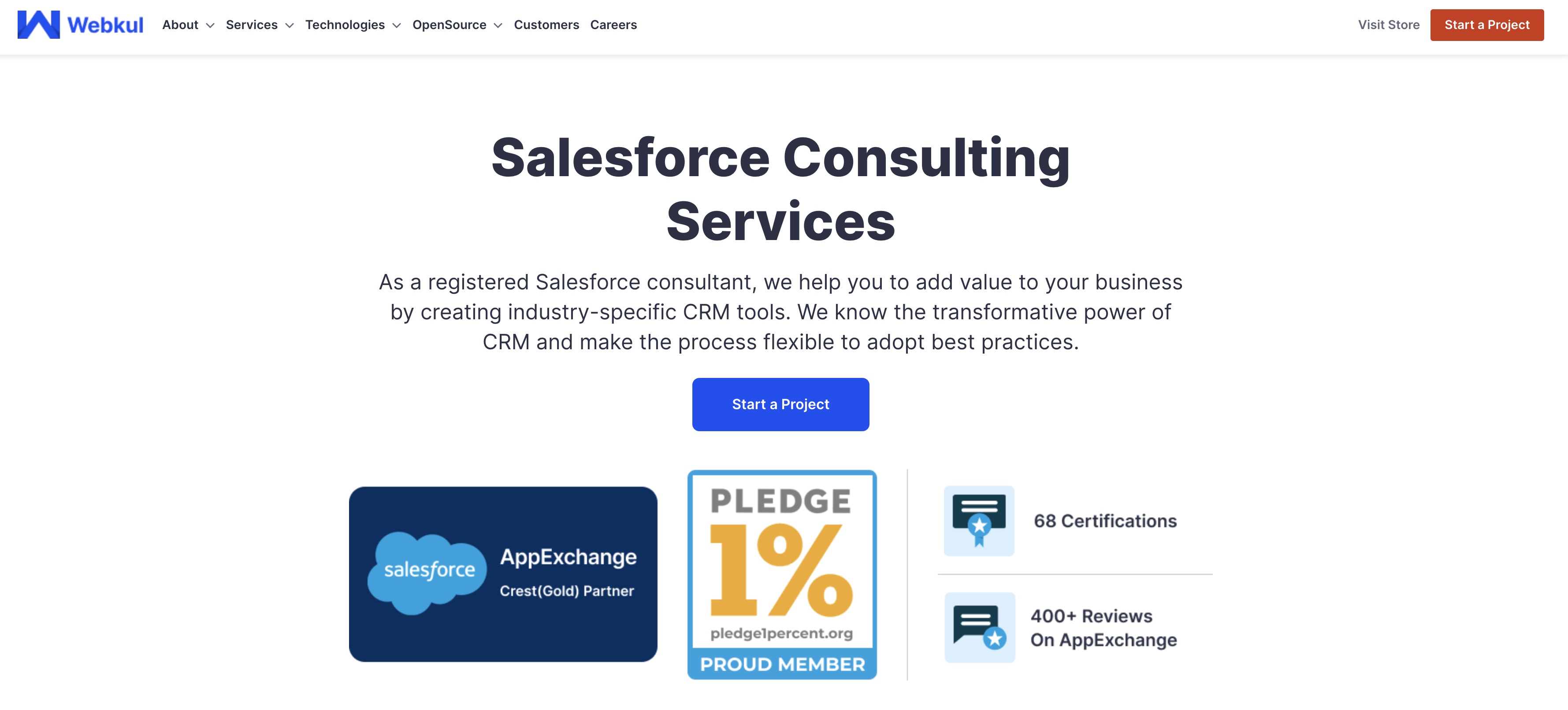 Landing Page of Webkul 
