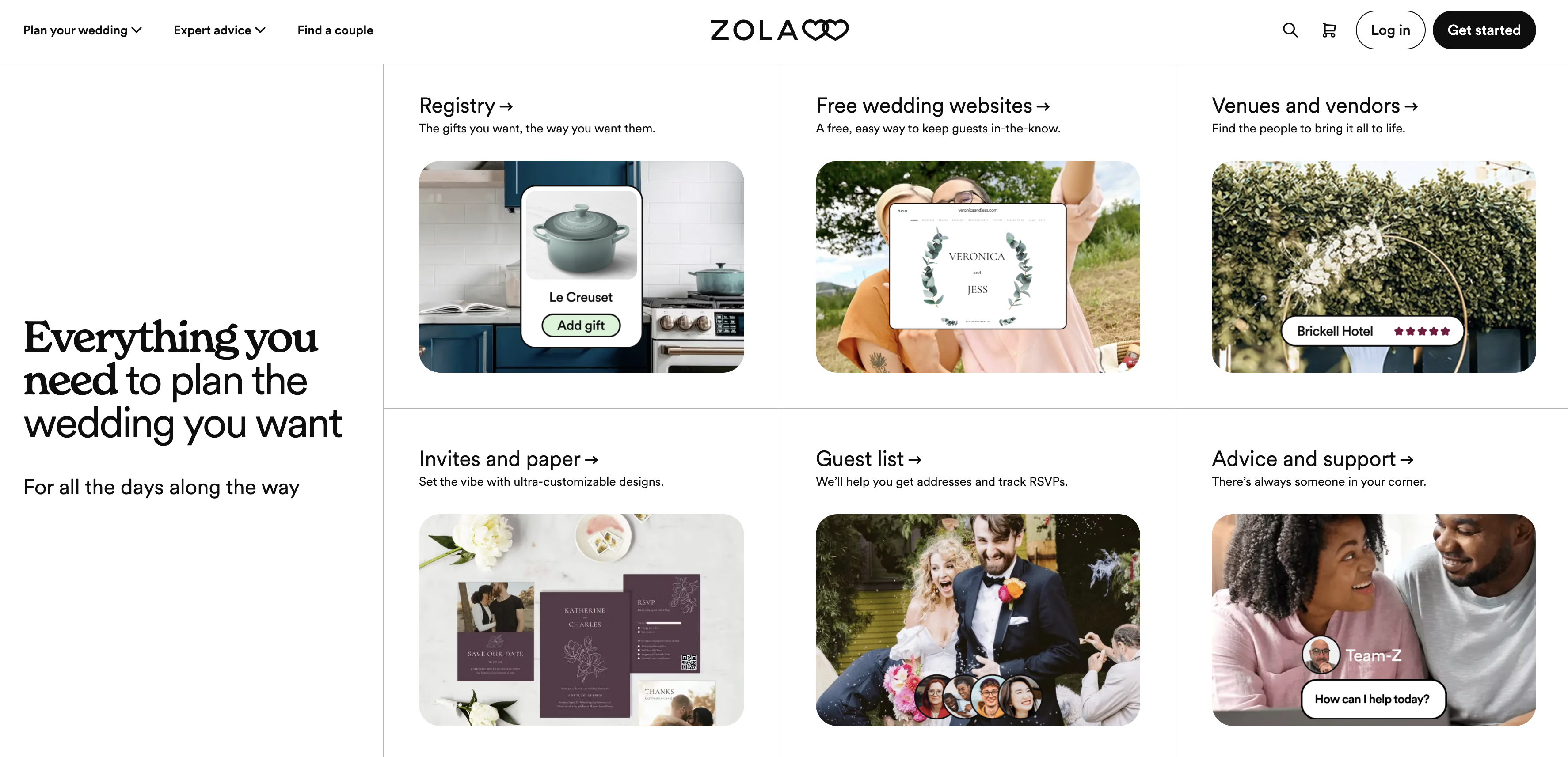 Zola Landing Page