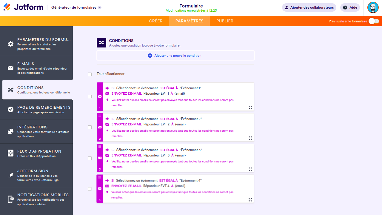 Comment envoyer différents documents PDF par email en fonction des réponses reçues Image-8