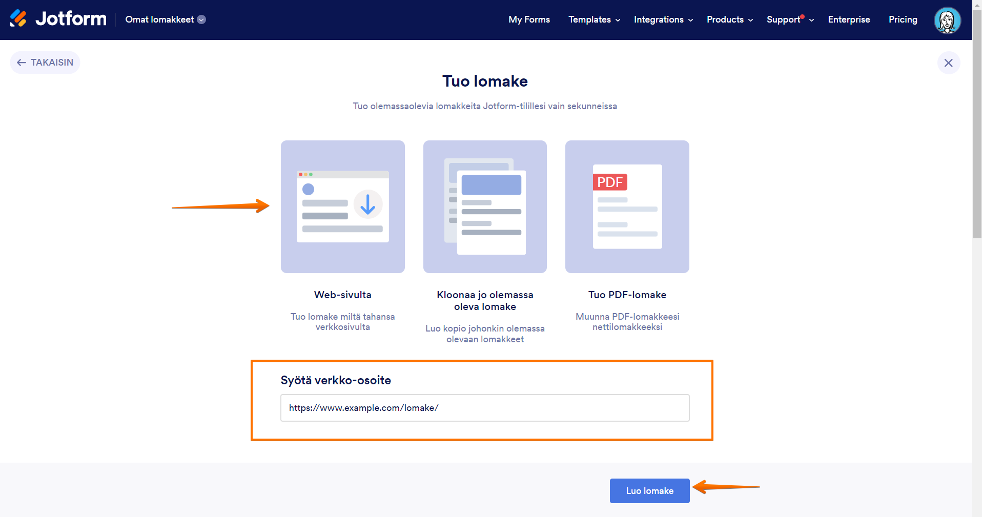 Miten kloonata olemassa oleva lomake URL-osoitteen avulla? Image-3