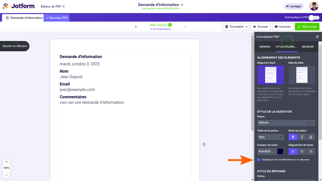 Convertir les soumissions de votre formulaire au format PDF Image-6