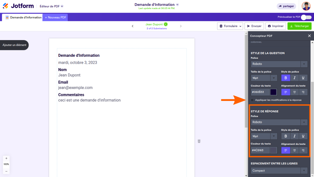 Convertir les soumissions de votre formulaire au format PDF Image-7