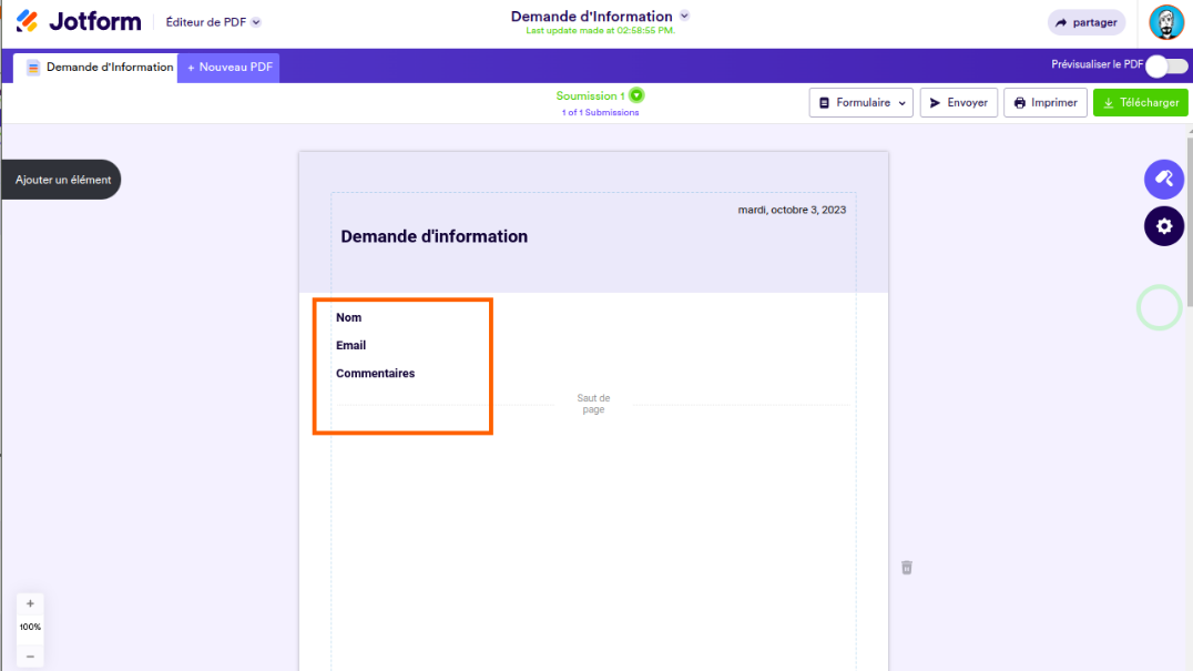 Convertir les soumissions de votre formulaire au format PDF Image-2