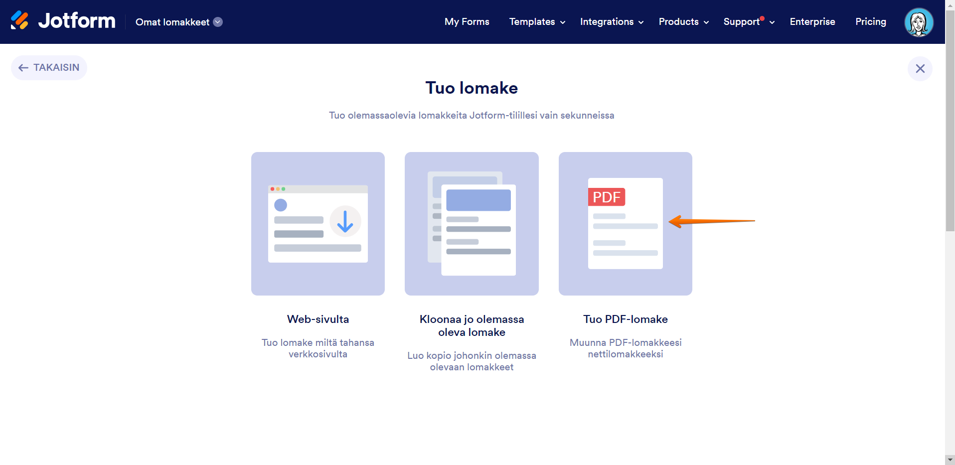 Miten voin tuoda oman PDF-tiedoston Jotformiin? Image-3